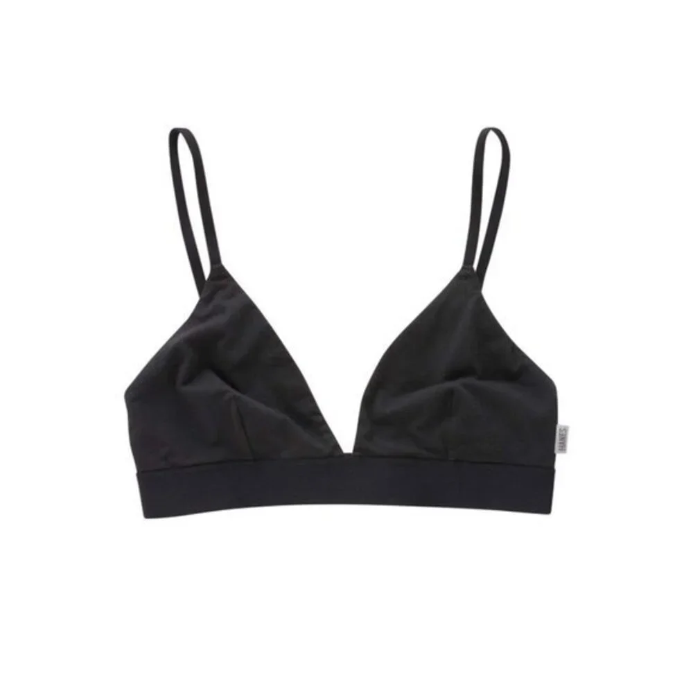 HANES Black Triangle Bra Wire Free XS Brand New NWT - Picture 1 of 7